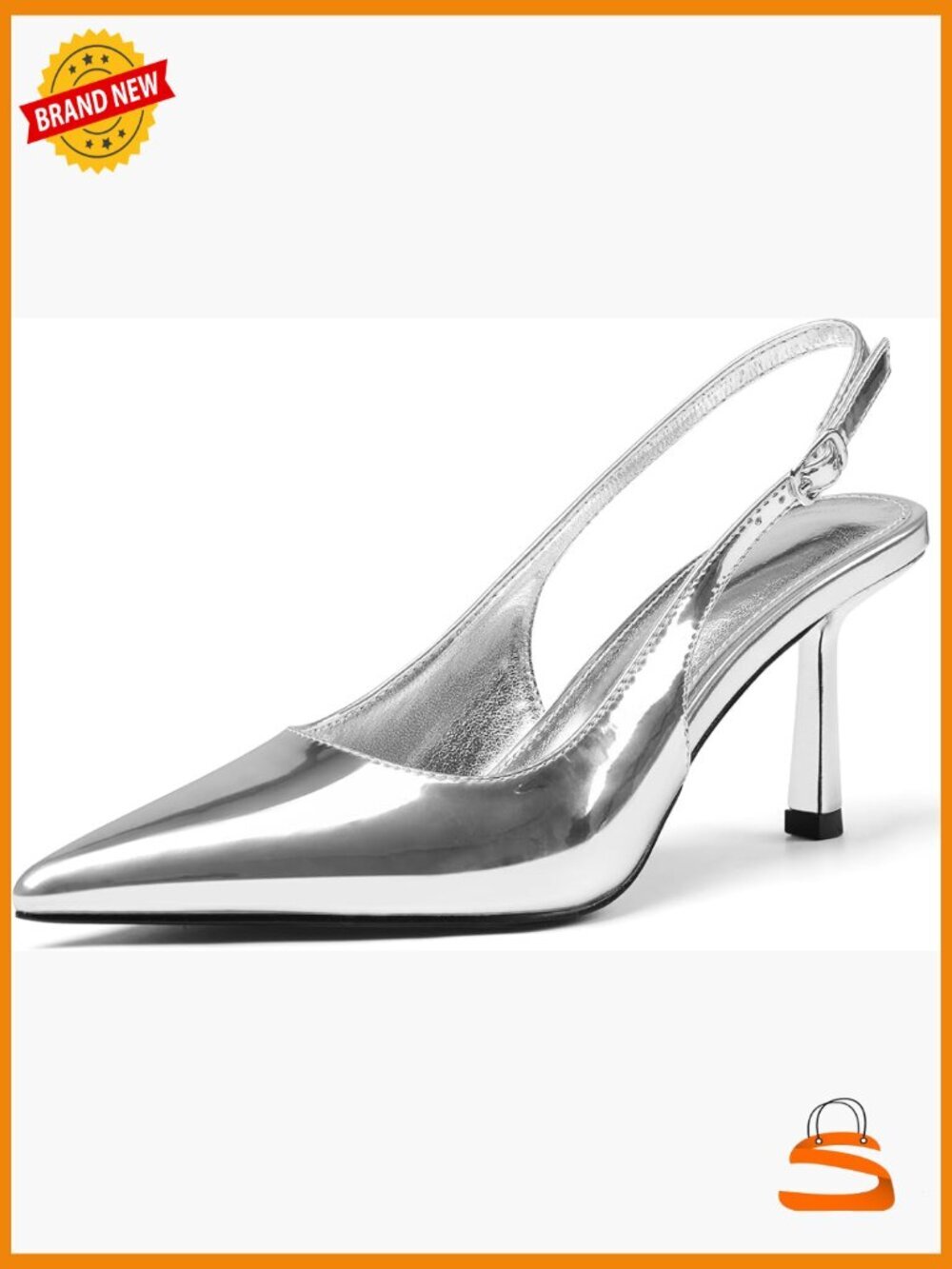 Closed Pointed Toe Kitten Stiletto Heels Slingback Pumps with Buckle